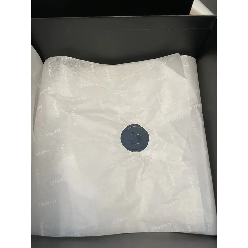 Chanel Gift Box‎ Storage Square 8.5” x 8.5” x 3.5” White Black Logo Cardboard
